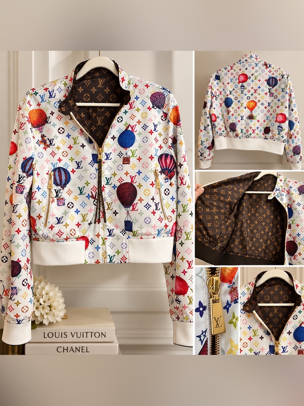 Louis Vuitton White Multicolor Monogram Hot Air Balloon Trench Jacket